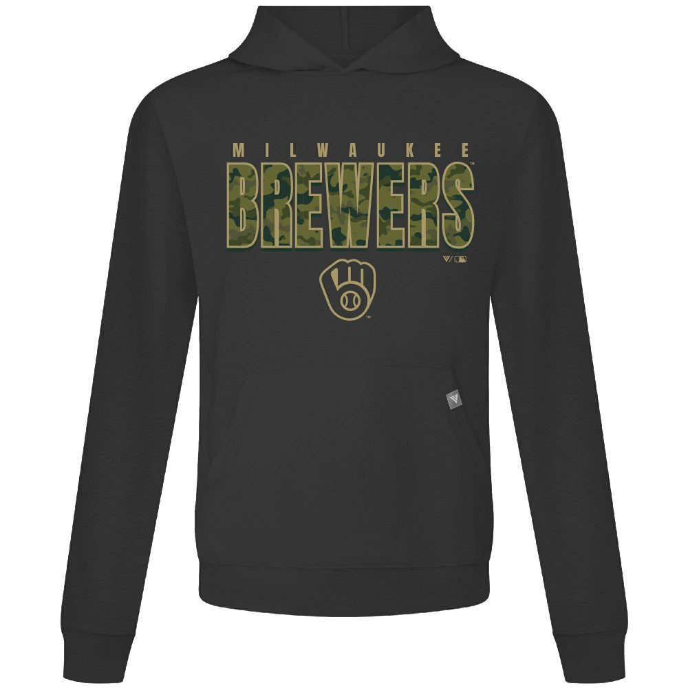 Black Milwaukee Brewers Levelwear Relay Protect Pullover Hoodie