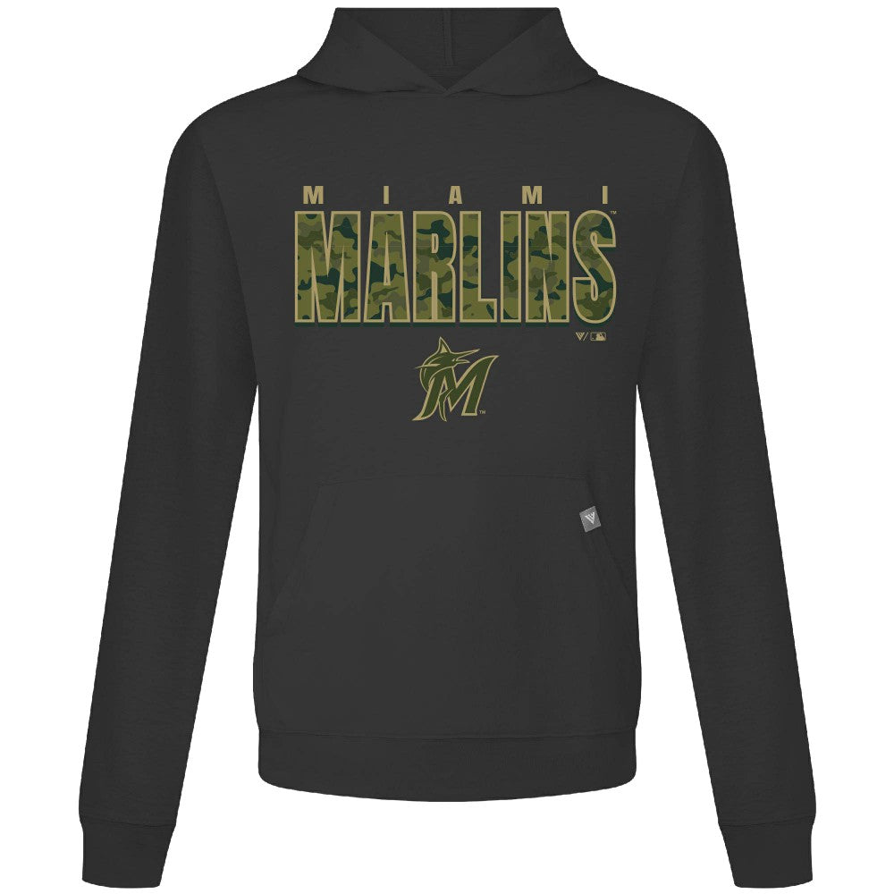 Black Miami Marlins Levelwear Relay Protect Pullover Hoodie