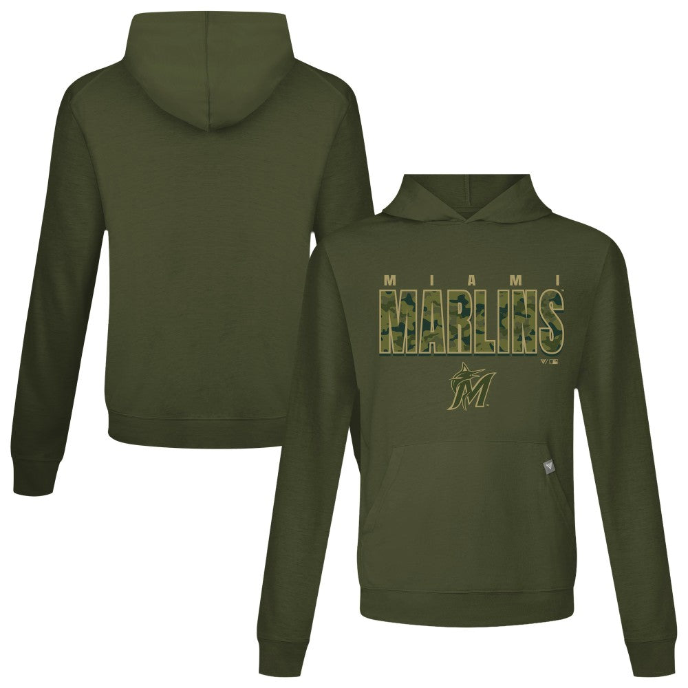 Green Miami Marlins Levelwear Relay Protect Pullover Hoodie