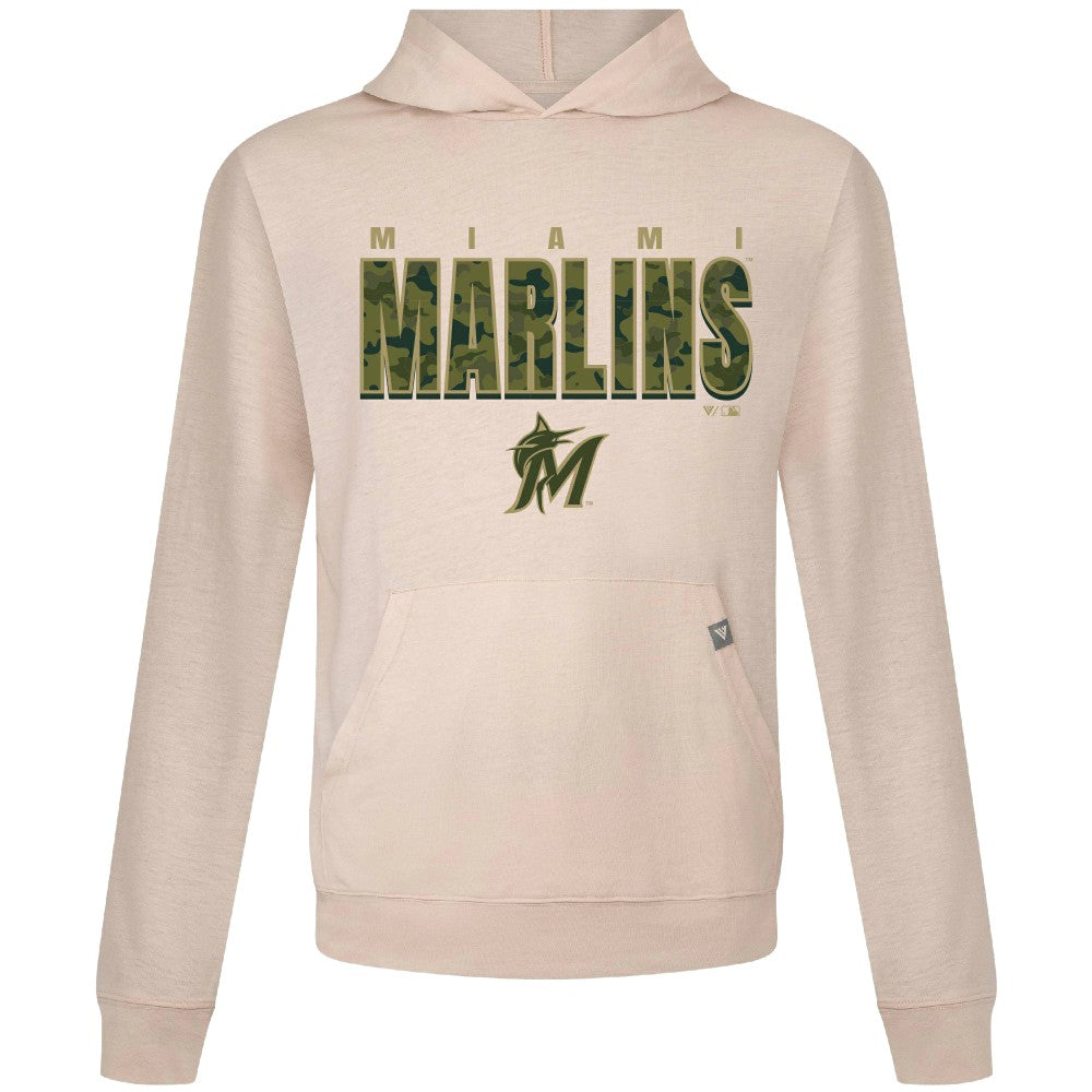 Khaki Miami Marlins Levelwear Relay Protect Pullover Hoodie