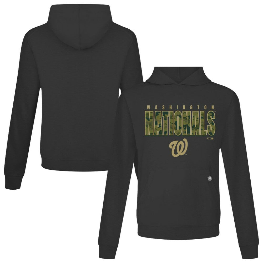 Black Washington Nationals Levelwear Relay Protect Pullover Hoodie