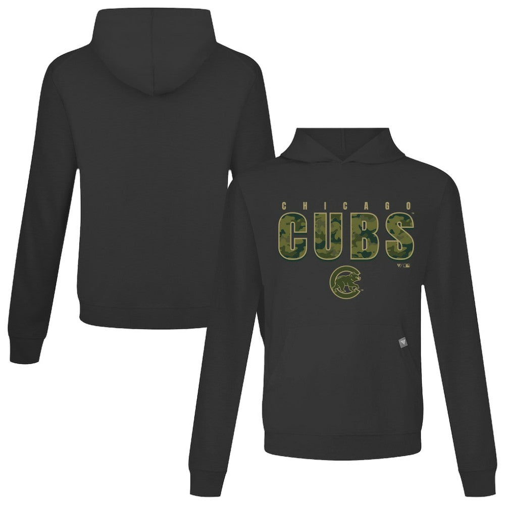 Black Chicago Cubs Levelwear Relay Protect Pullover Hoodie