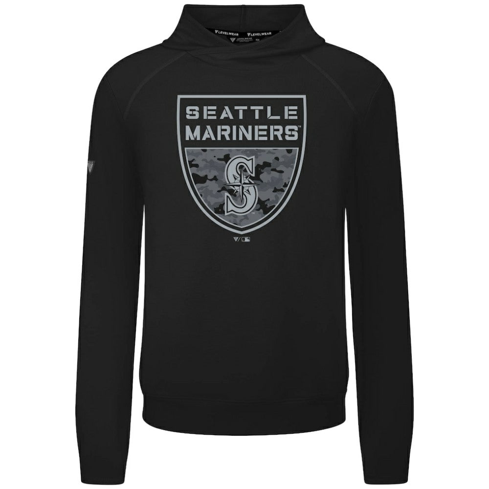Black Seattle Mariners Levelwear Mandate Buckler Tri-Blend Pullover Hoodie