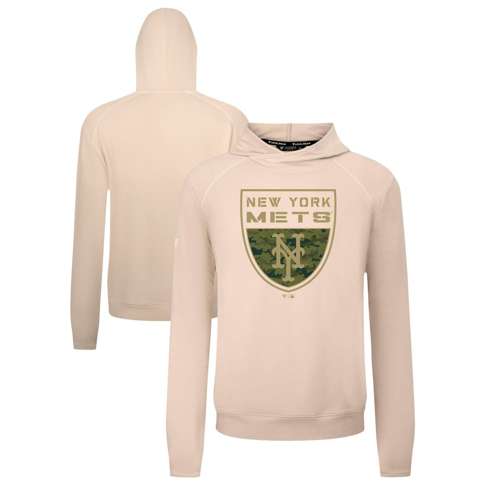 Khaki New York Mets Levelwear Mandate Buckler Tri-Blend Pullover Hoodie