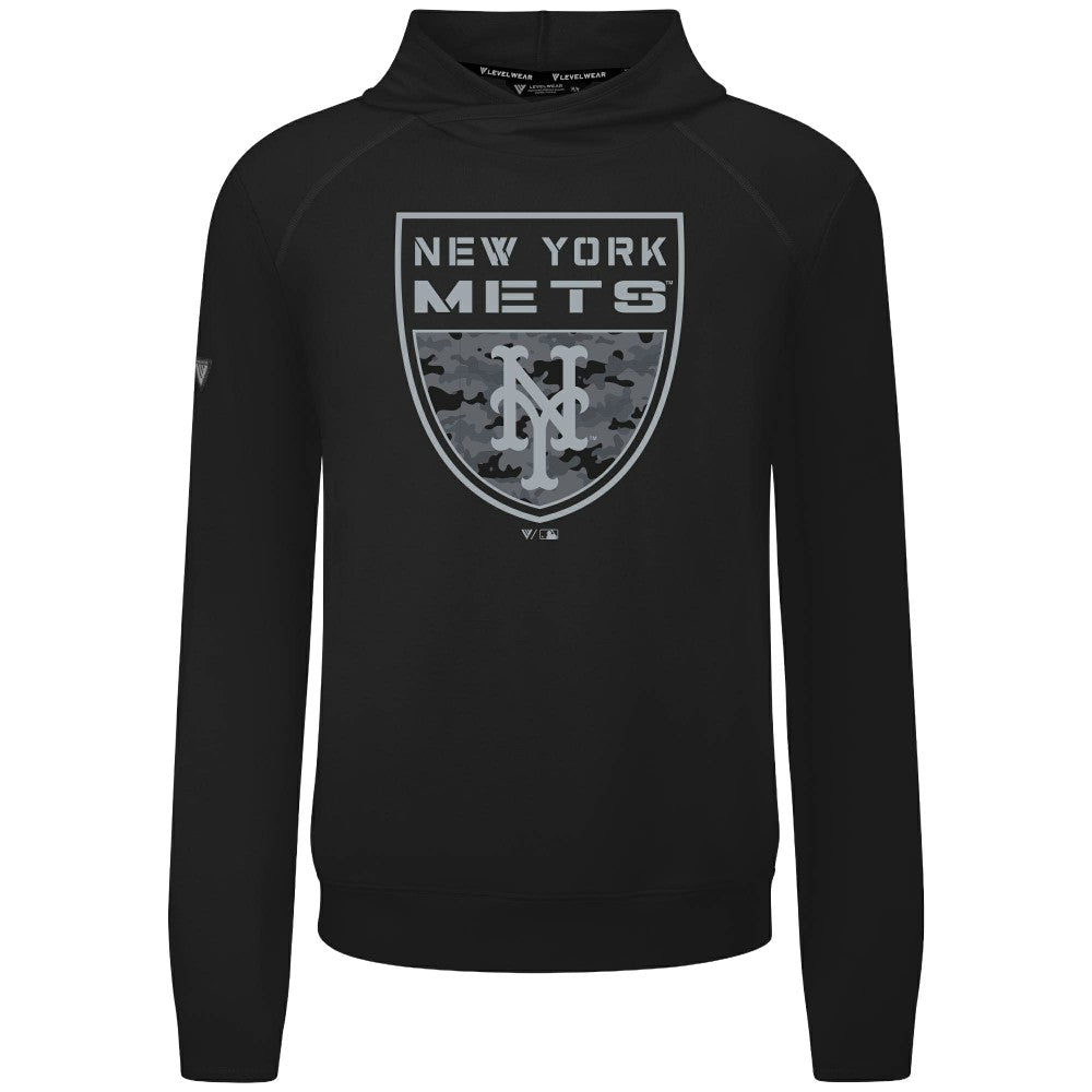 Black New York Mets Levelwear Mandate Buckler Tri-Blend Pullover Hoodie