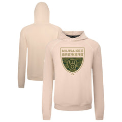 Khaki Milwaukee Brewers Levelwear Mandate Buckler Tri-Blend Pullover Hoodie