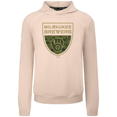 Khaki Milwaukee Brewers Levelwear Mandate Buckler Tri-Blend Pullover Hoodie