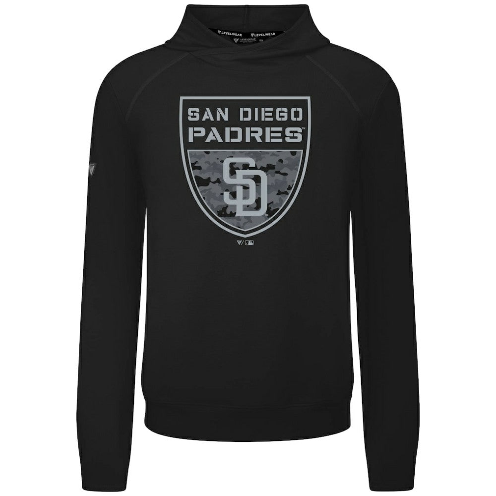 Black San Diego Padres Levelwear Mandate Buckler Tri-Blend Pullover Hoodie