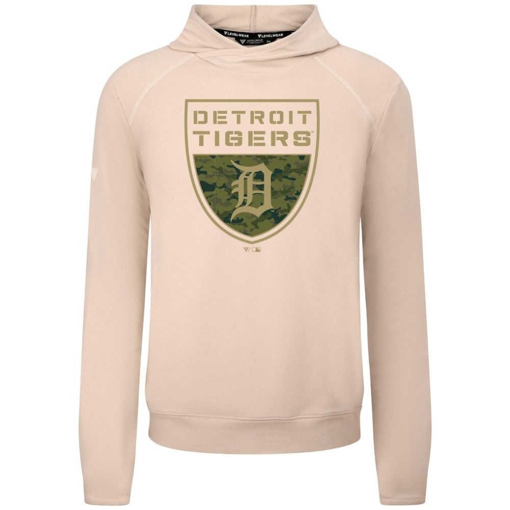 Khaki Detroit Tigers Levelwear Mandate Buckler Tri-Blend Pullover Hoodie