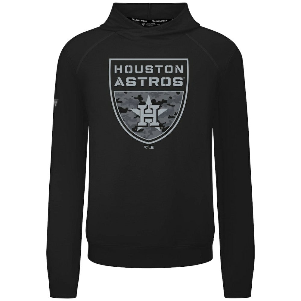 Black Houston Astros Levelwear Mandate Buckler Tri-Blend Pullover Hoodie