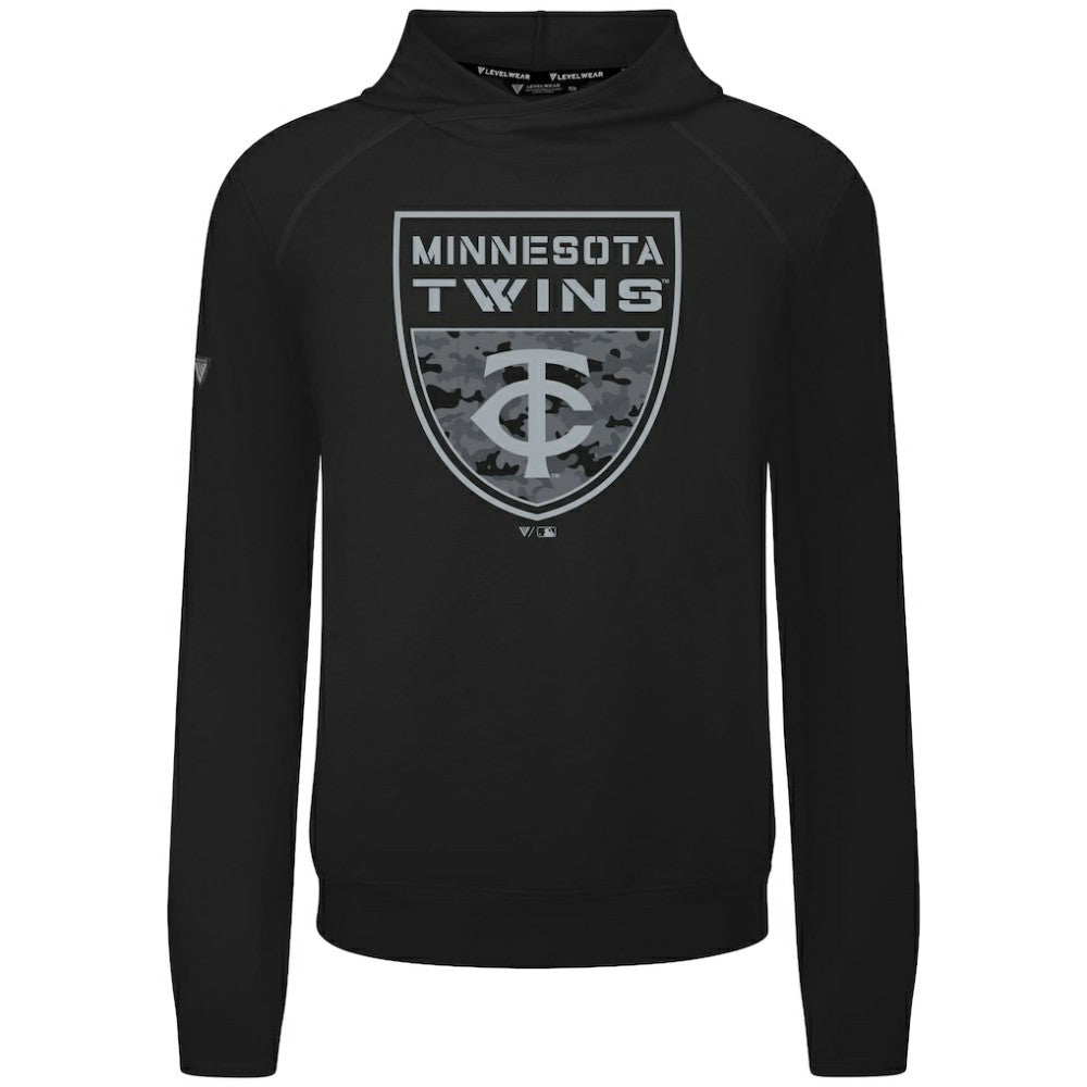 Black Minnesota Twins Levelwear Mandate Buckler Tri-Blend Pullover Hoodie
