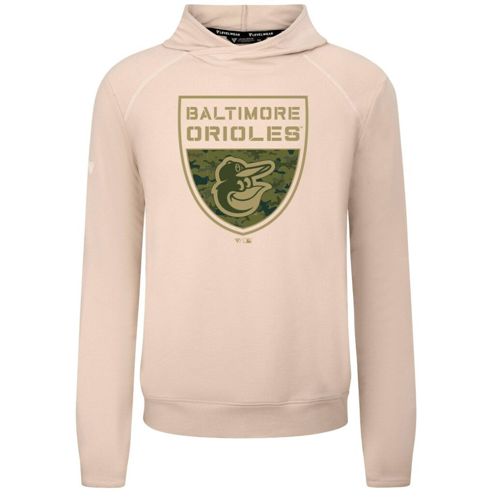 Khaki Baltimore Orioles Levelwear Mandate Buckler Tri-Blend Pullover Hoodie