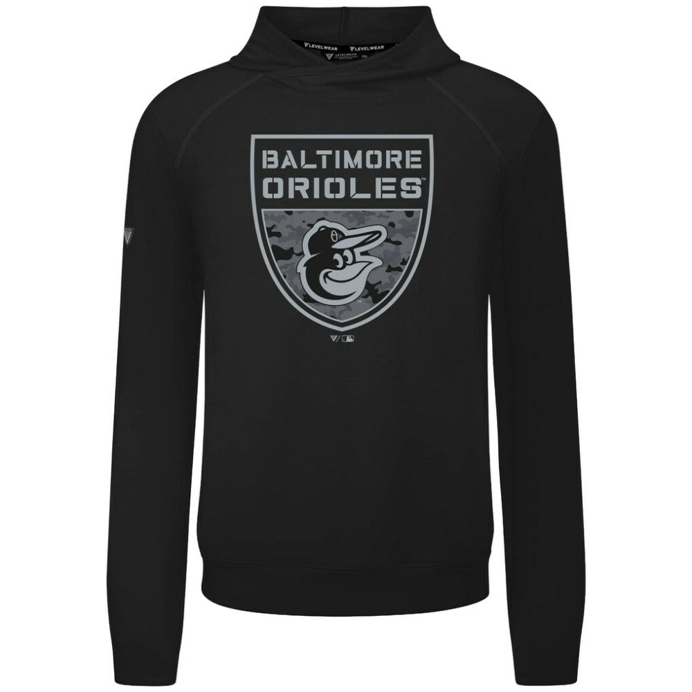 Black Baltimore Orioles Levelwear Mandate Buckler Tri-Blend Pullover Hoodie