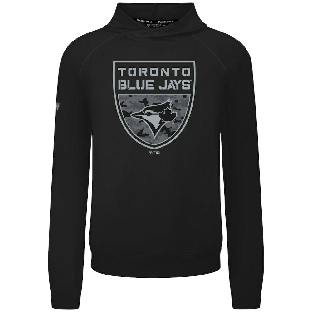 Black Toronto Blue Jays Levelwear Mandate Buckler Tri-Blend Pullover Hoodie