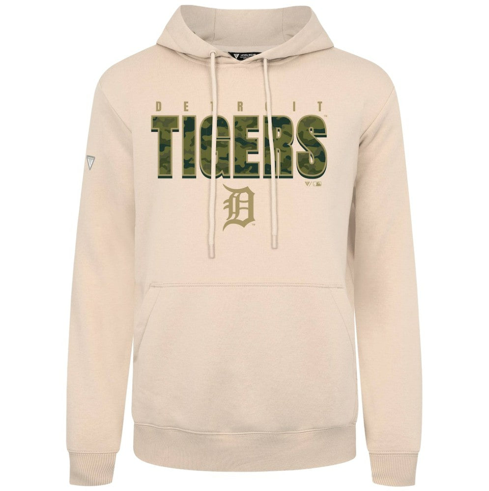 Khaki Detroit Tigers Levelwear Podium Protect Pullover Hoodie