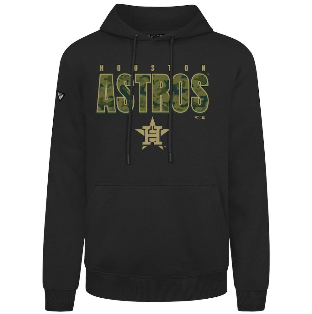 Black Houston Astros Levelwear Podium Protect Pullover Hoodie