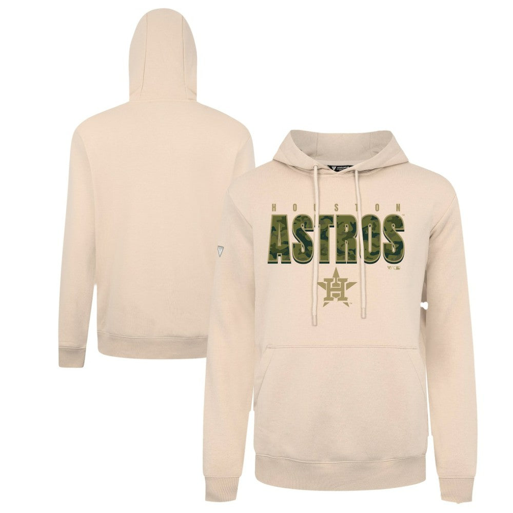 Khaki Houston Astros Levelwear Podium Protect Pullover Hoodie