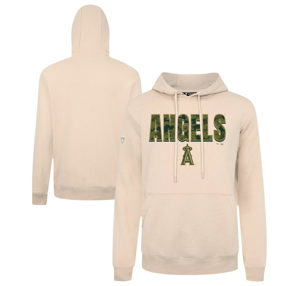 Khaki Los Angeles Angels Levelwear Podium Protect Pullover Hoodie