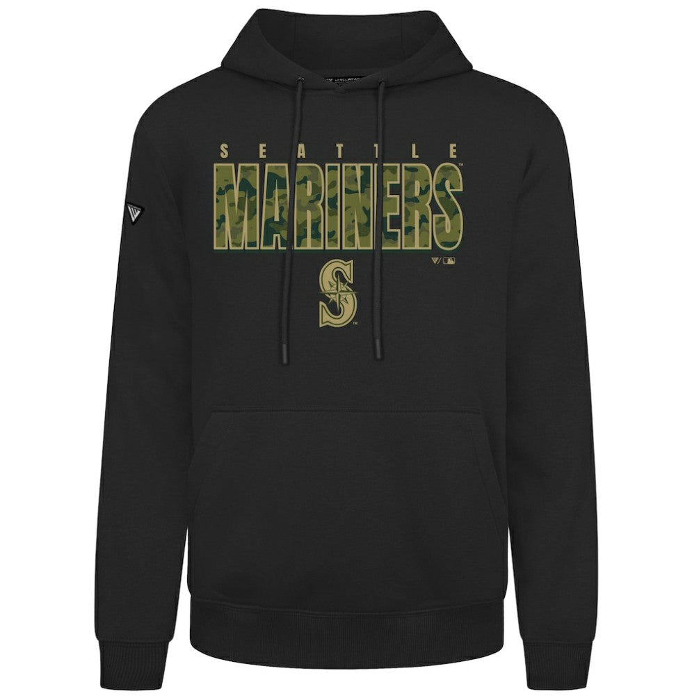 Black Seattle Mariners Levelwear Podium Protect Pullover Hoodie