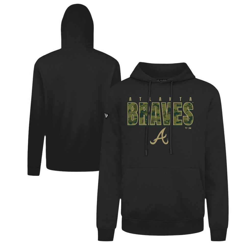 Black Atlanta Braves Levelwear Podium Protect Pullover Hoodie