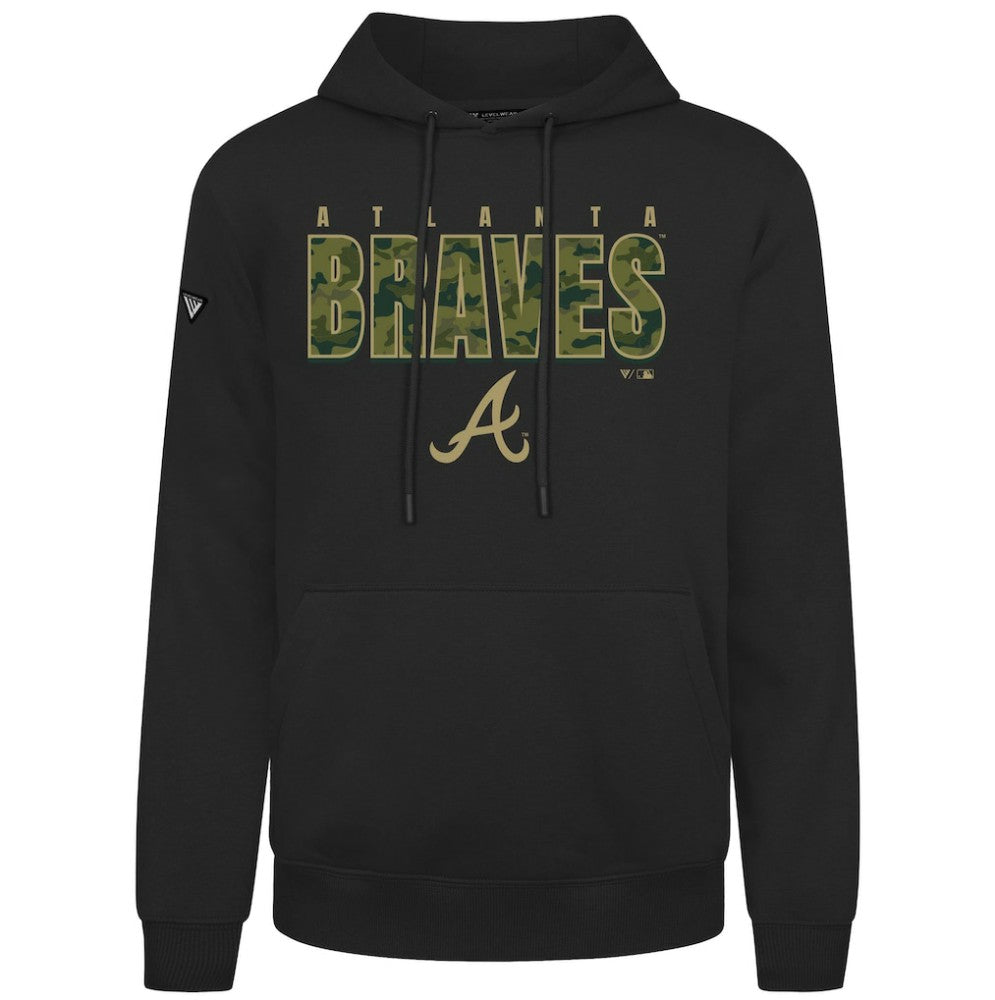 Black Atlanta Braves Levelwear Podium Protect Pullover Hoodie