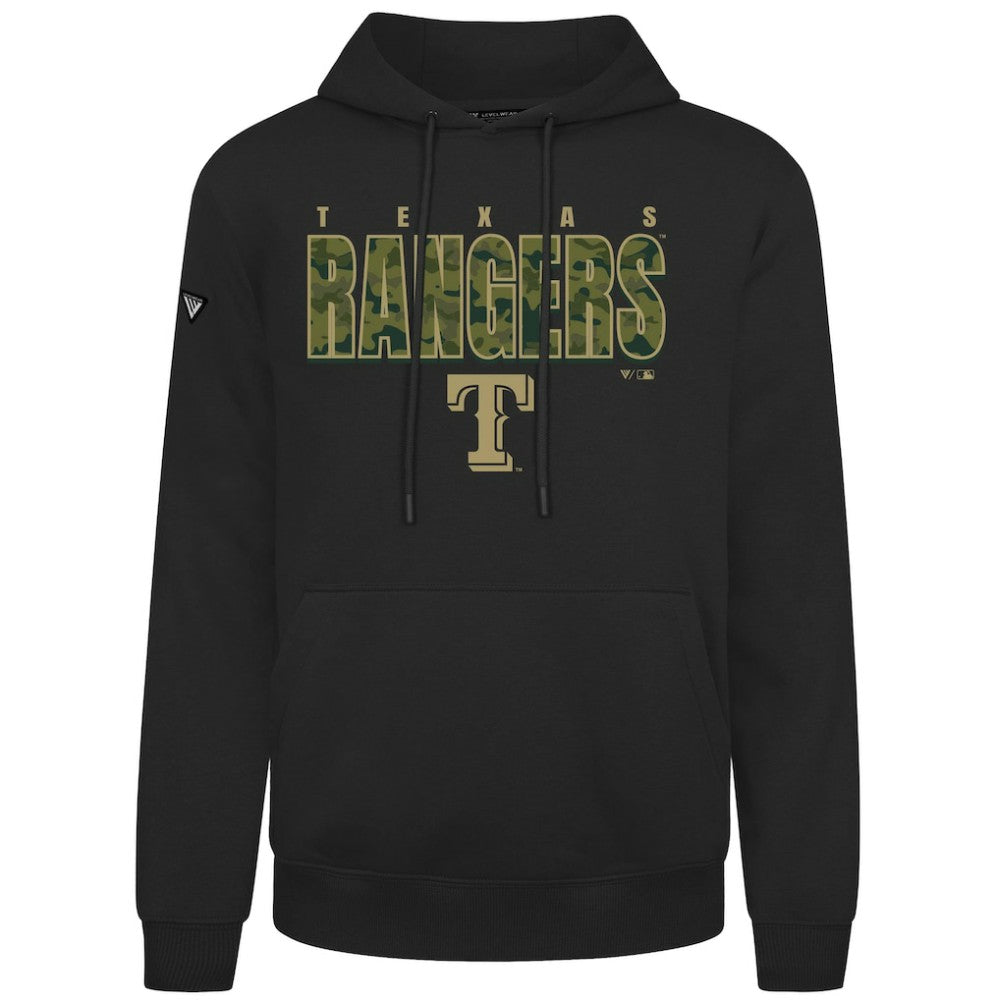 Black Texas Rangers Levelwear Podium Protect Pullover Hoodie