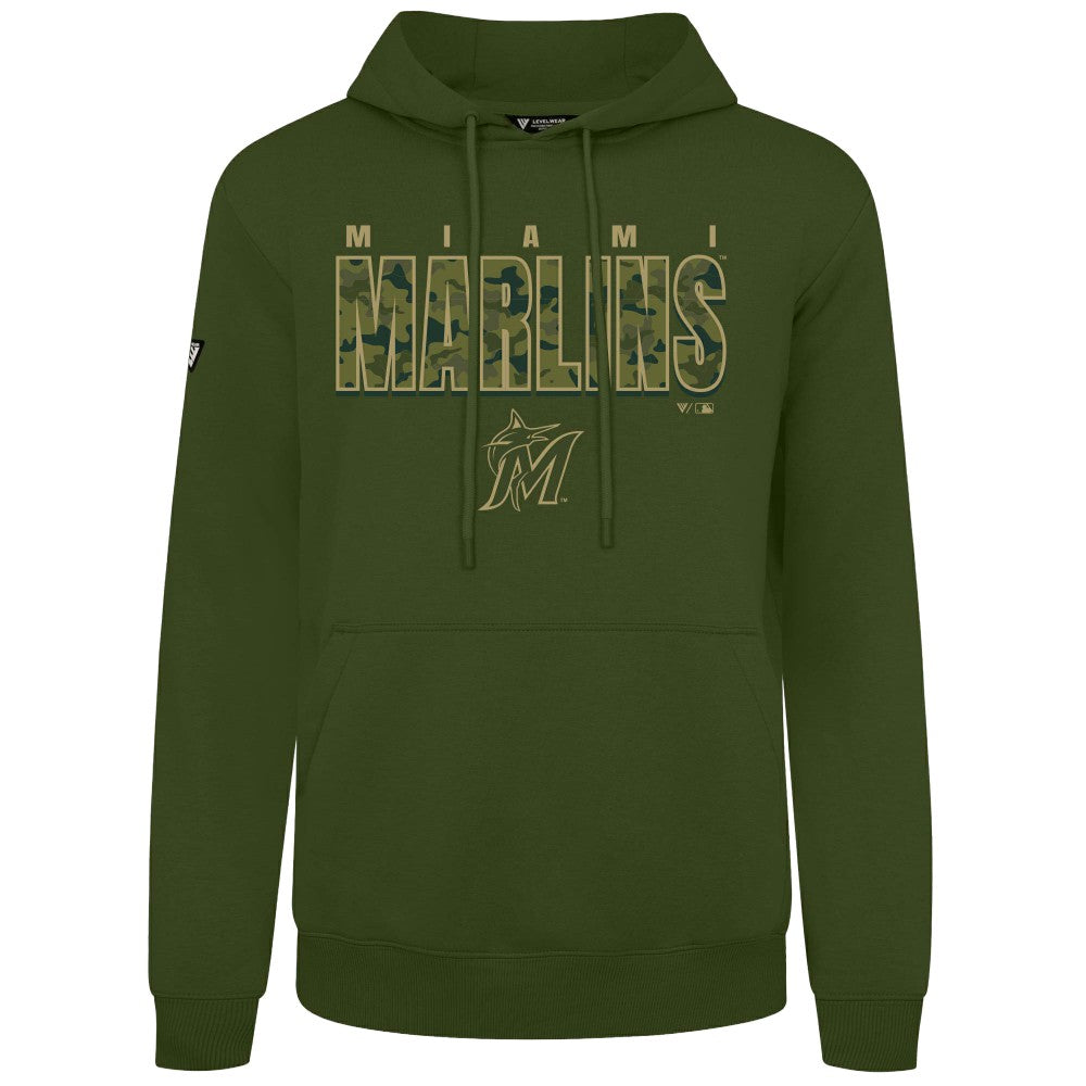 Green Miami Marlins Levelwear Podium Protect Pullover Hoodie