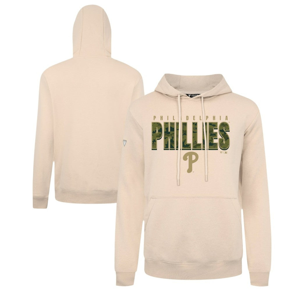 Khaki Philadelphia Phillies Levelwear Podium Protect Pullover Hoodie