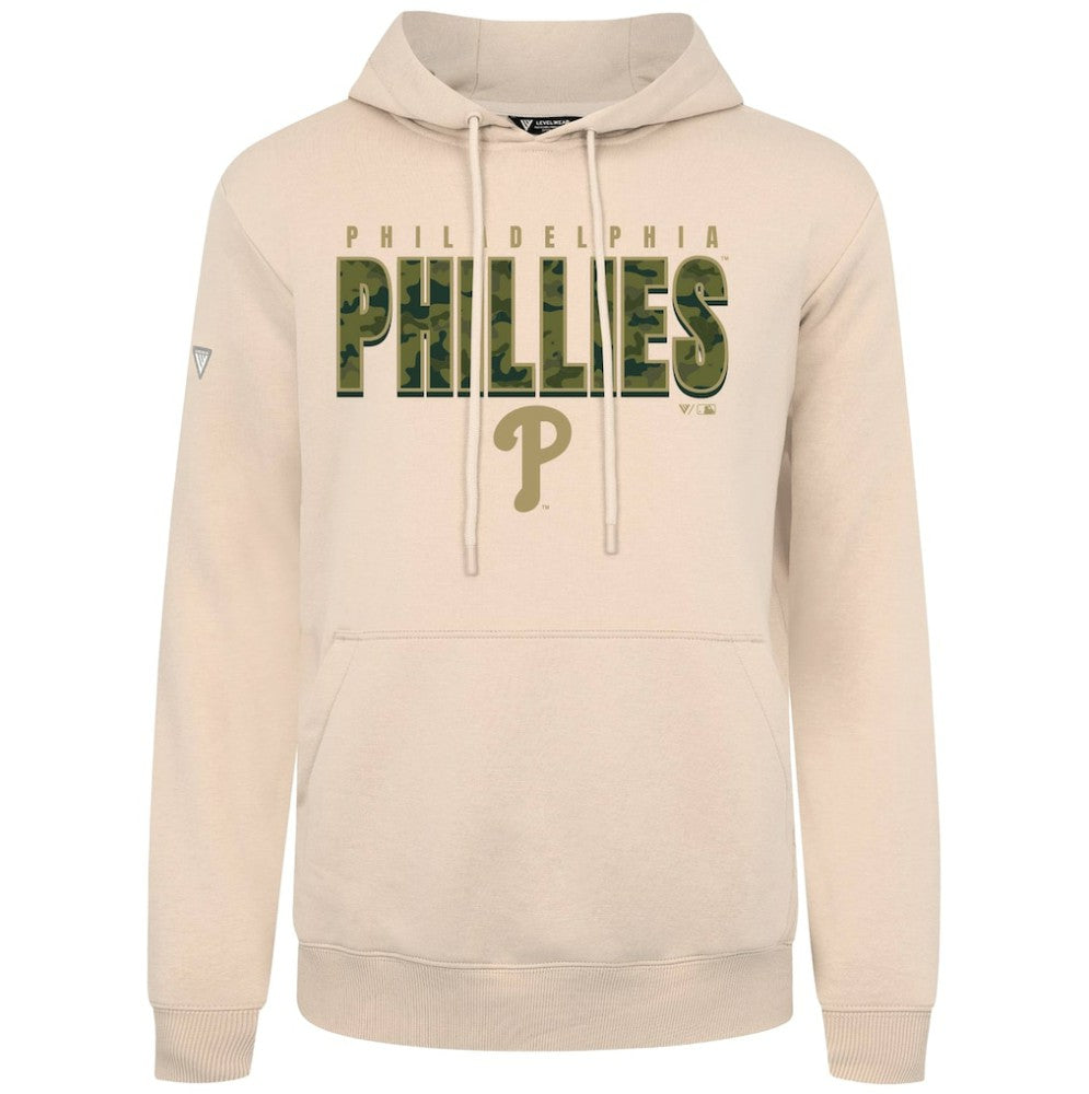 Khaki Philadelphia Phillies Levelwear Podium Protect Pullover Hoodie