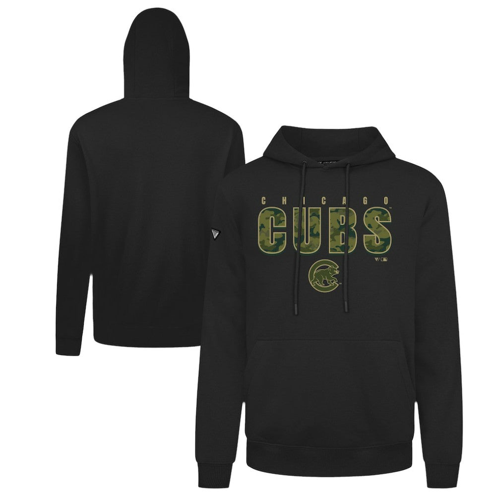 Black Chicago Cubs Levelwear Podium Protect Pullover Hoodie