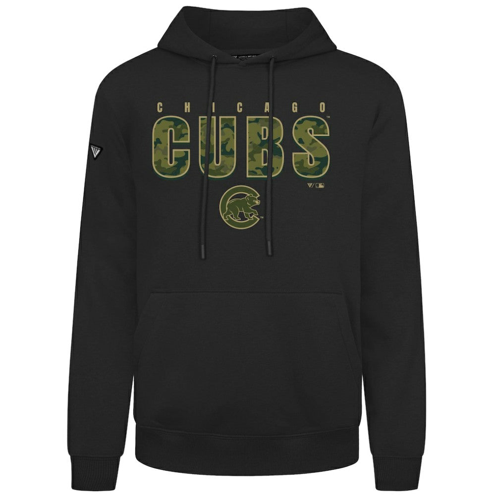 Black Chicago Cubs Levelwear Podium Protect Pullover Hoodie