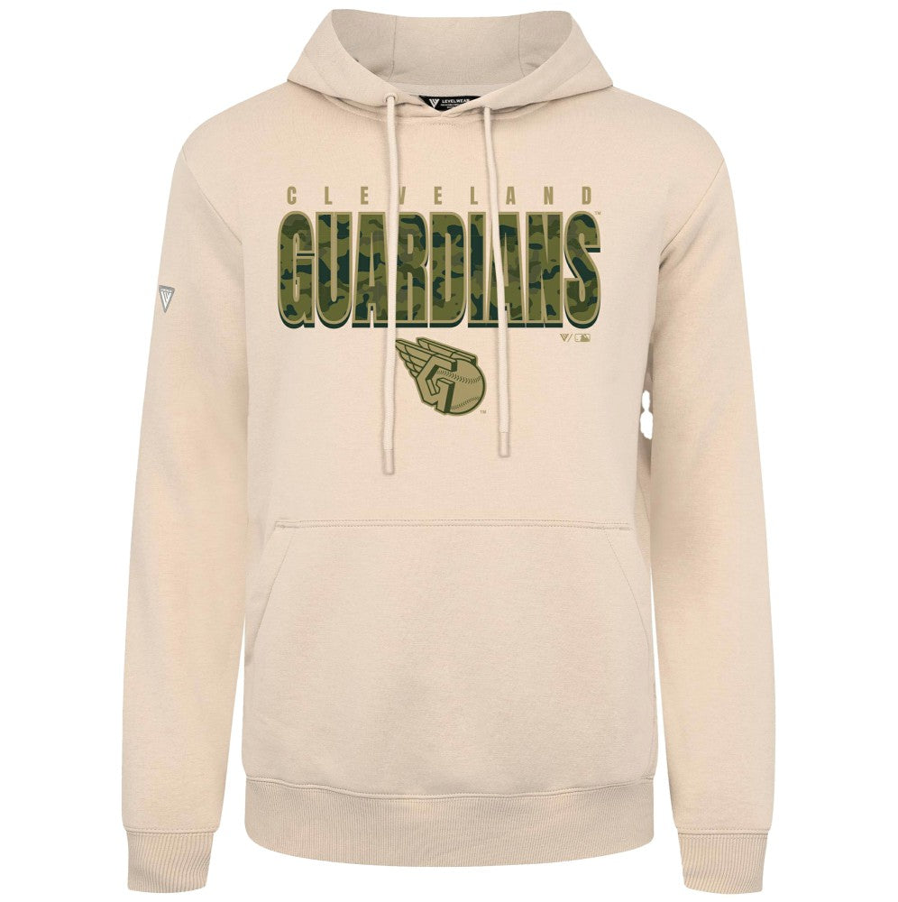 Khaki Cleveland Guardians Levelwear Podium Protect Pullover Hoodie