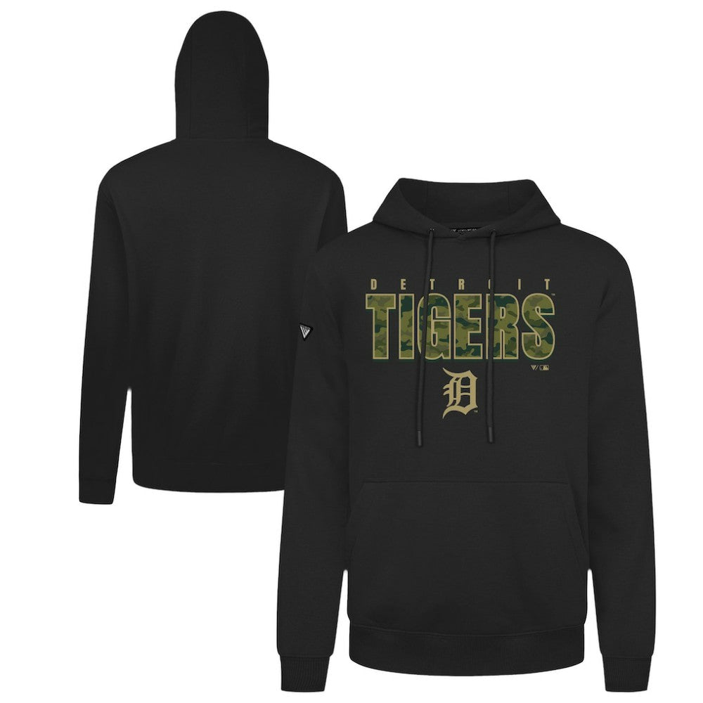 Black Detroit Tigers Levelwear Podium Protect Pullover Hoodie