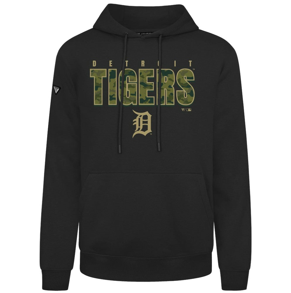 Black Detroit Tigers Levelwear Podium Protect Pullover Hoodie
