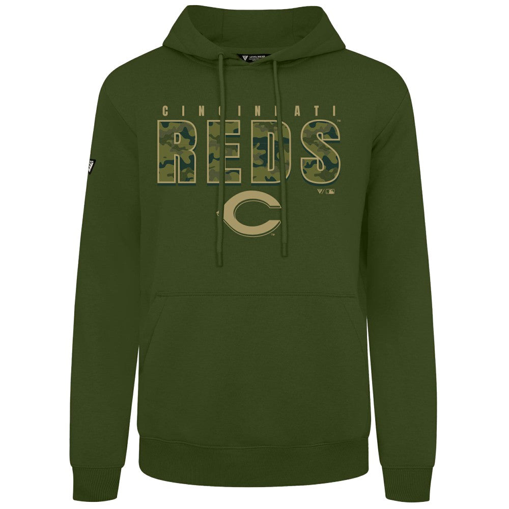 Green Cincinnati Reds Levelwear Podium Protect Pullover Hoodie