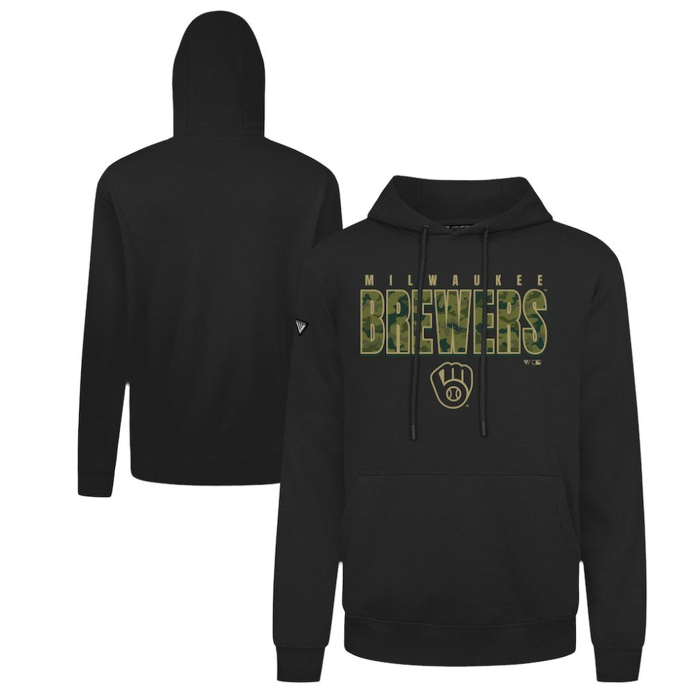 Black Milwaukee Brewers Levelwear Podium Protect Pullover Hoodie