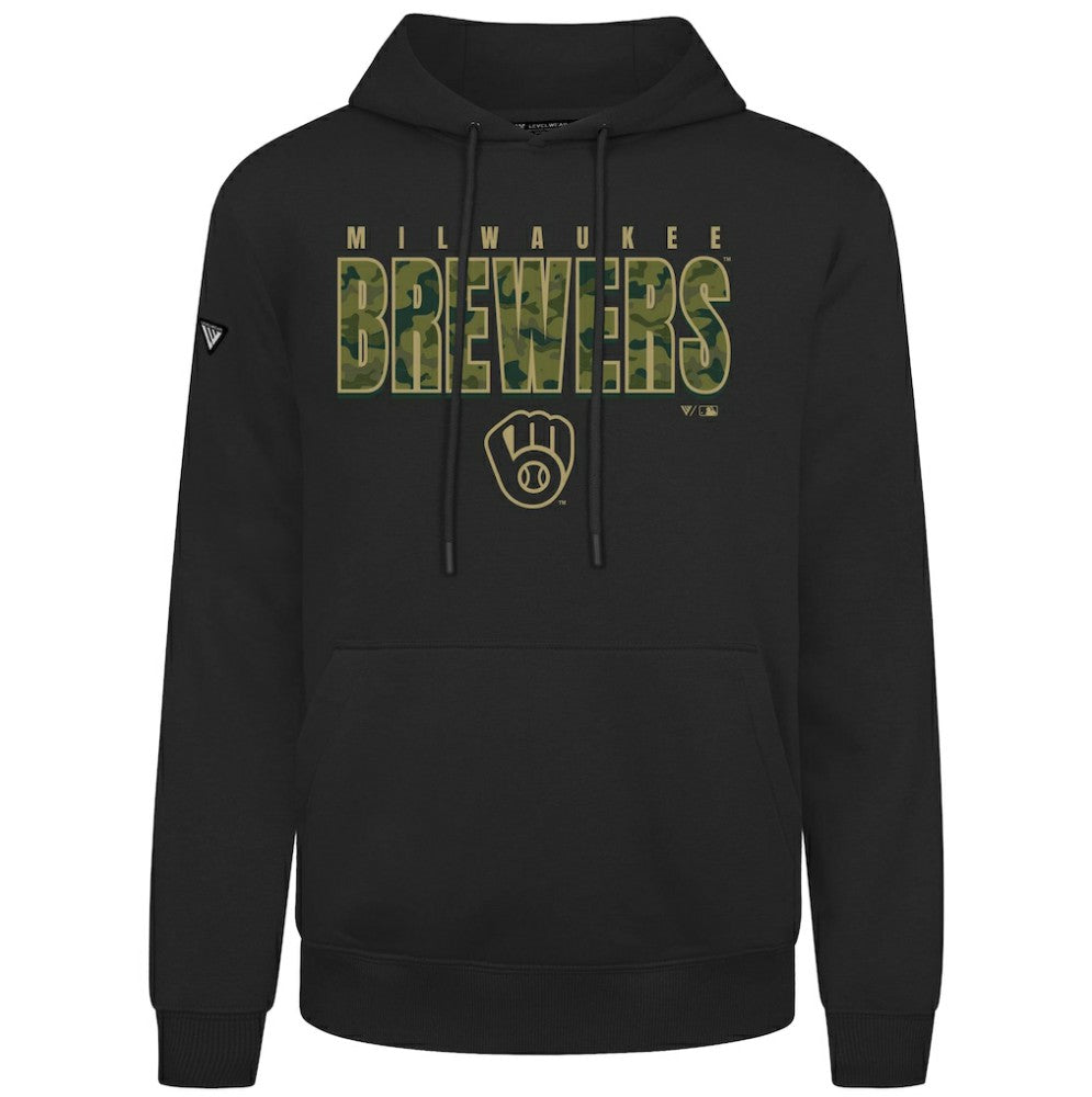 Black Milwaukee Brewers Levelwear Podium Protect Pullover Hoodie