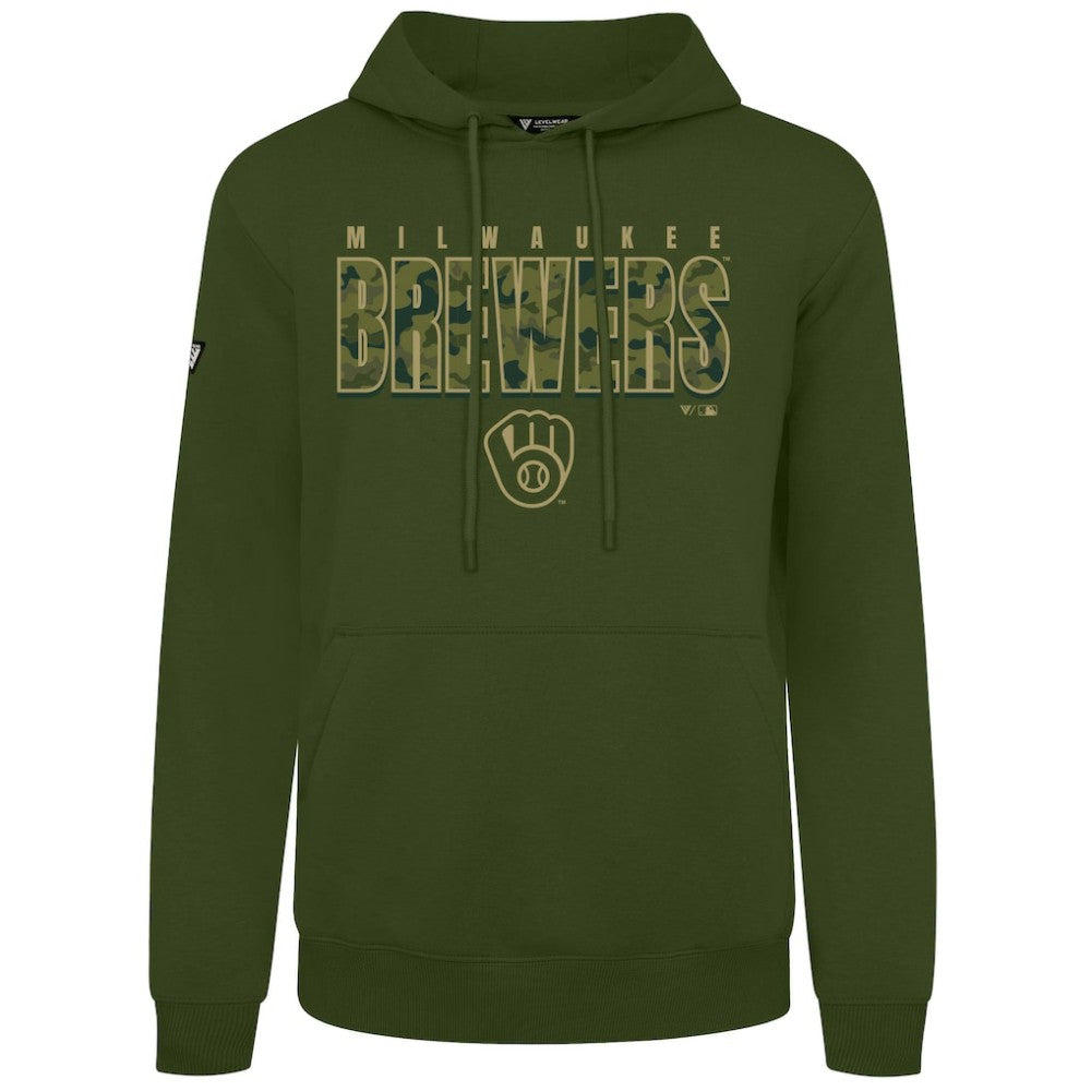 Green Milwaukee Brewers Levelwear Podium Protect Pullover Hoodie
