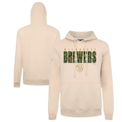 Khaki Milwaukee Brewers Levelwear Podium Protect Pullover Hoodie