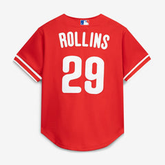 Red Jimmy Rollins Philadelphia Phillies Mitchell & Ness Cooperstown Mesh Batting Practice Button-Up Jersey