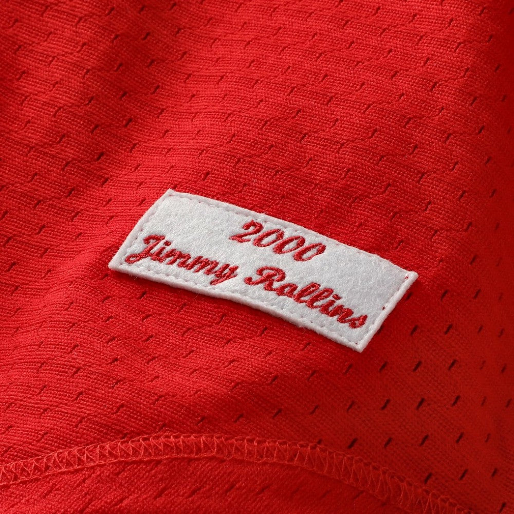 Red Jimmy Rollins Philadelphia Phillies Mitchell & Ness Cooperstown Mesh Batting Practice Button-Up Jersey