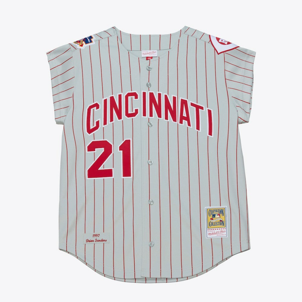 Gray Deion Sanders Cincinnati Reds Mitchell & Ness 1997 Authentic Jersey