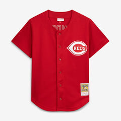 Red Deion Sanders Cincinnati Reds Mitchell & Ness Cooperstown Mesh Batting Practice Button-Up Jersey