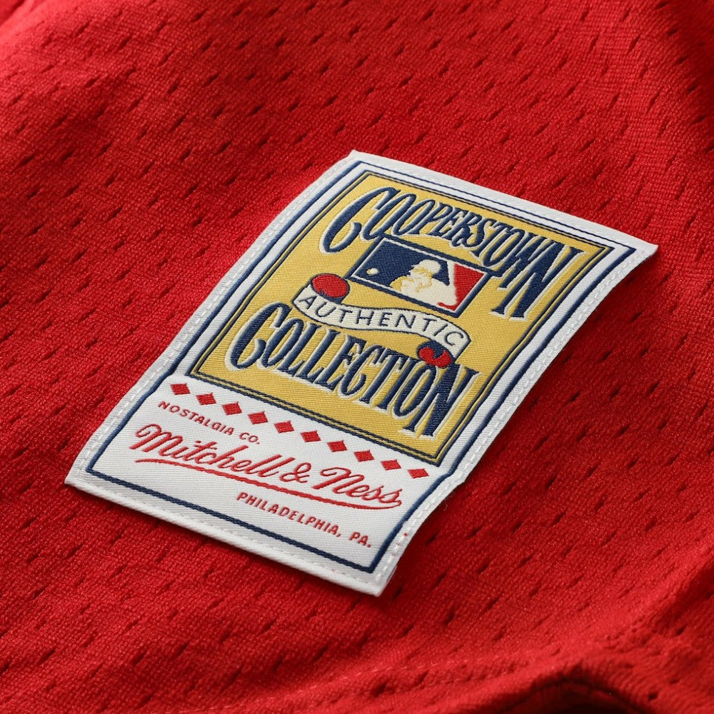 Red Deion Sanders Cincinnati Reds Mitchell & Ness Cooperstown Mesh Batting Practice Button-Up Jersey