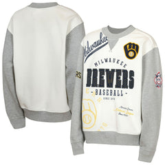 Cream/Gray Milwaukee Brewers Outerstuff Youth Big League Power Hit Fleece Sweatshirt