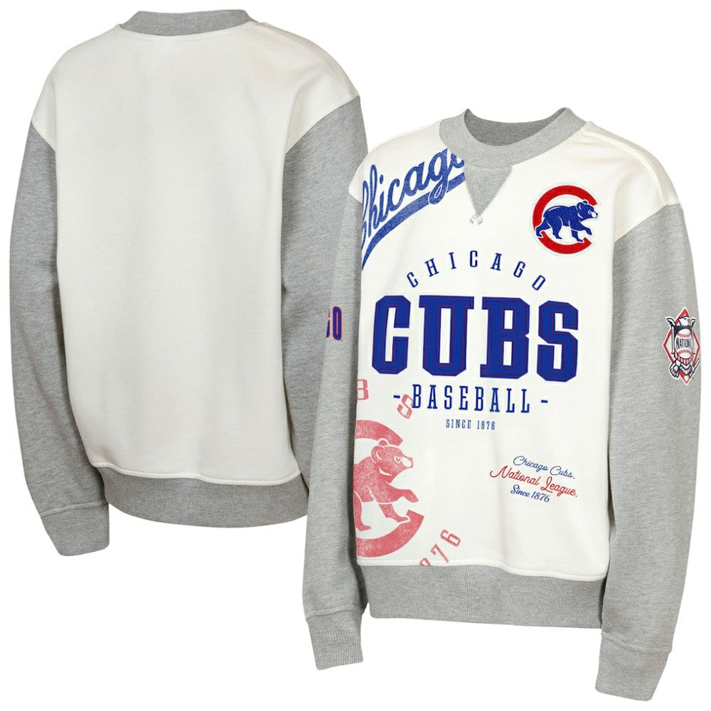 Cream/Gray Chicago Cubs Outerstuff Youth Big League Power Hit Fleece Sweatshirt