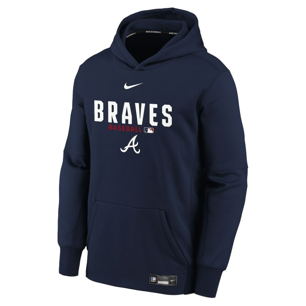 Navy Atlanta Braves Nike Youth Authentic Collection Therma-FIT Hoodie