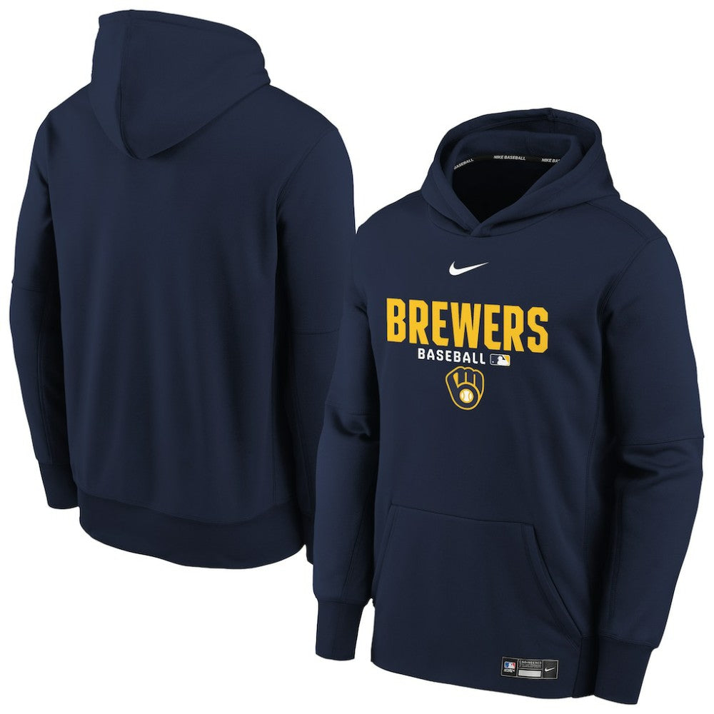 Navy Milwaukee Brewers Nike Youth Authentic Collection Therma-FIT Hoodie