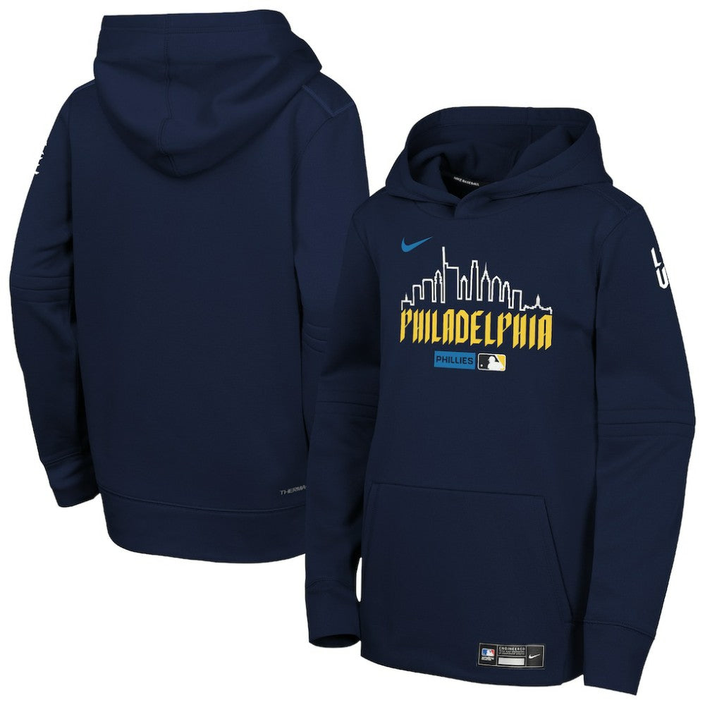 Navy Philadelphia Phillies Nike Youth Authentic Collection City Connect Therma-FIT Hoodie