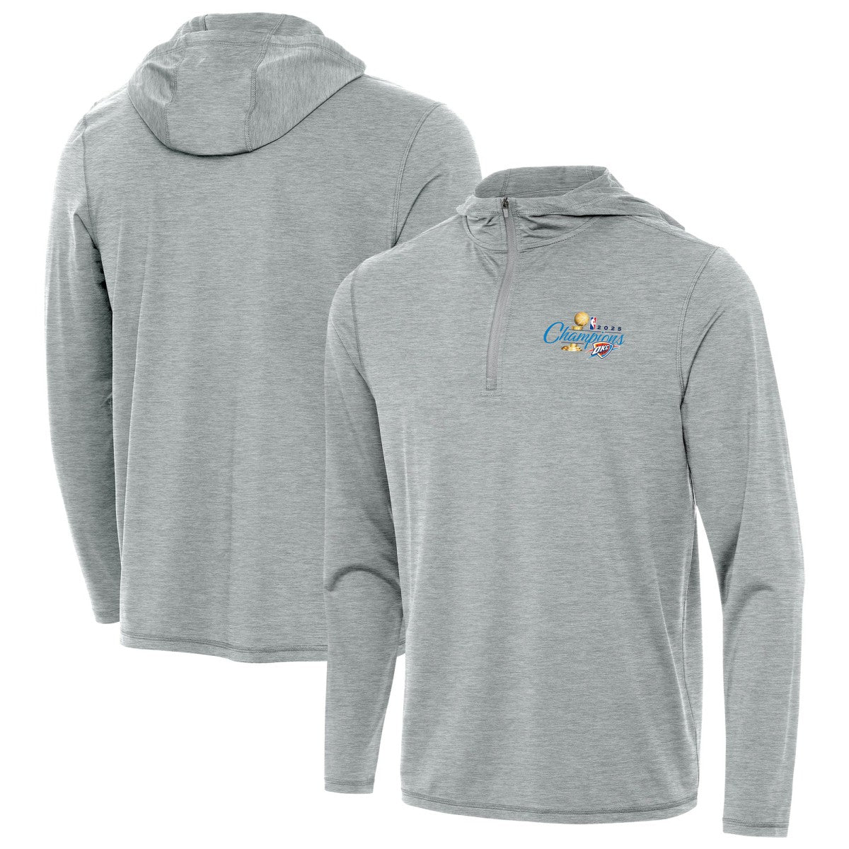 Oklahoma City Thunder Antigua 2025 NBA Finals Champions Tidy Quarter-Zip Hoodie